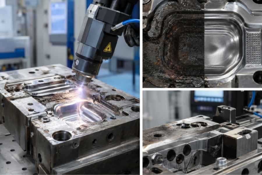 Seguridad durante la limpieza láser de moldes